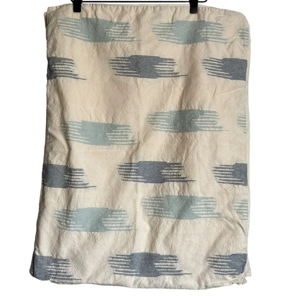 Anthropologie Pillowcases Set of 2 Cream Blue Cotton